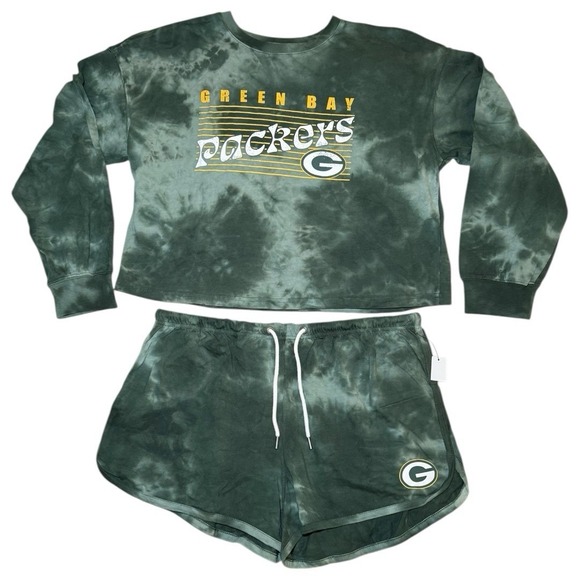 Green Bay Packers Tie-dye 2‎ Piece Set Women's XL Wear By Erin Andrews - Picture 1 of 11